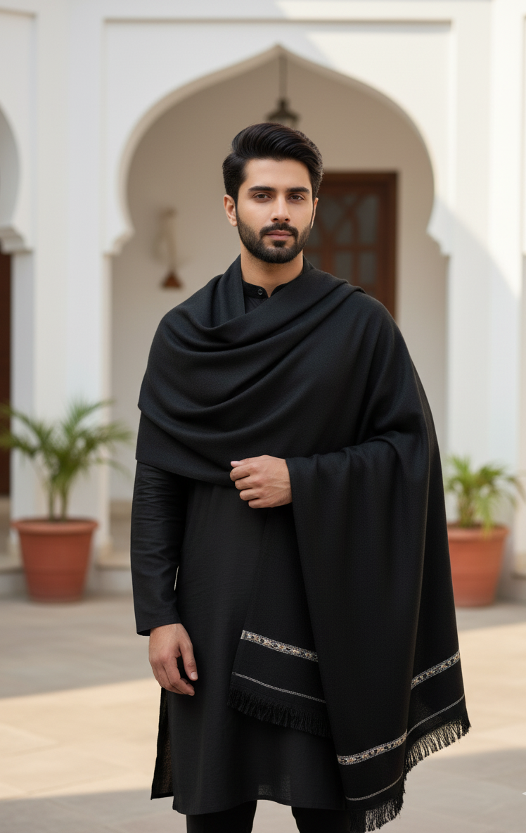 Black Twin Drape — Wool Shawl by AFSAAR